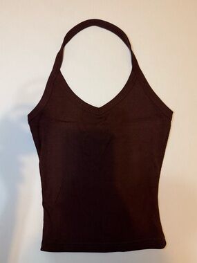 Women’s Brown Ribbed Halter Tank Top